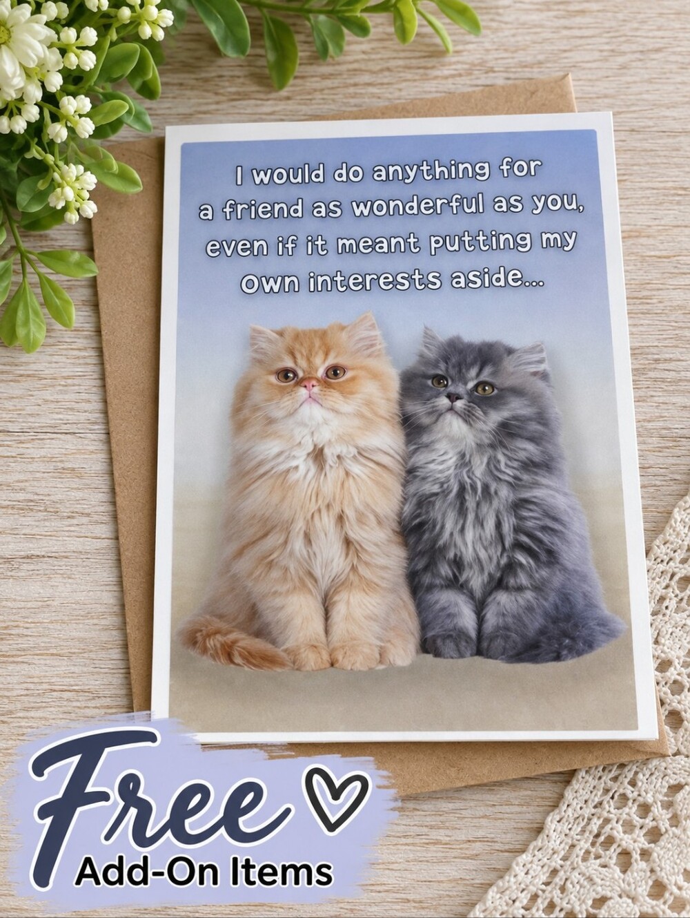 Free With Purchase Cute Cat Friend Greeting Card
